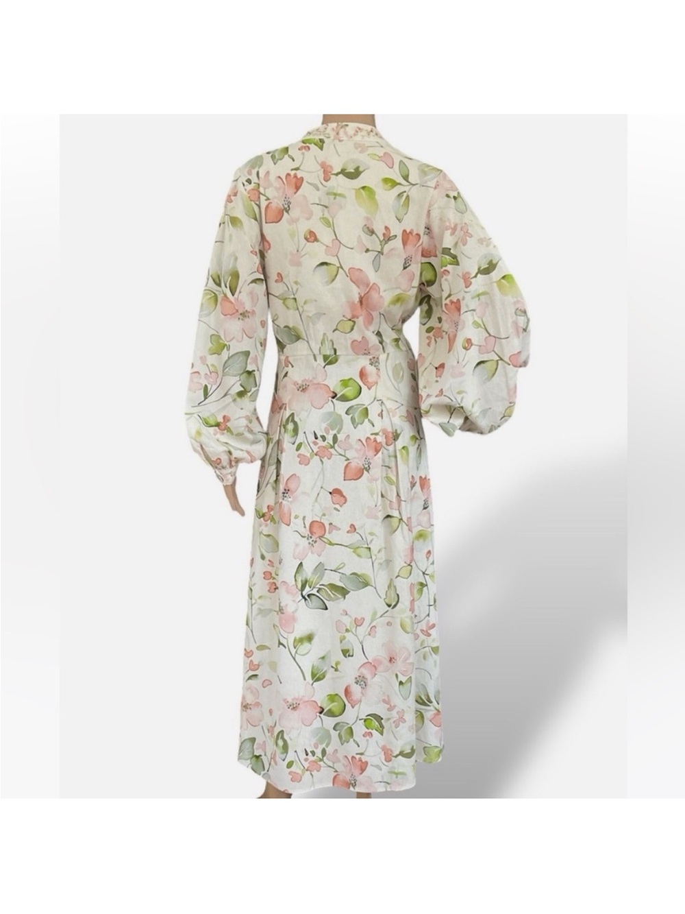 NWOT Caroline Constas S Linen
Floral Dress Button-up Lace
Crochet Trim Bell - Picture 3 of 6